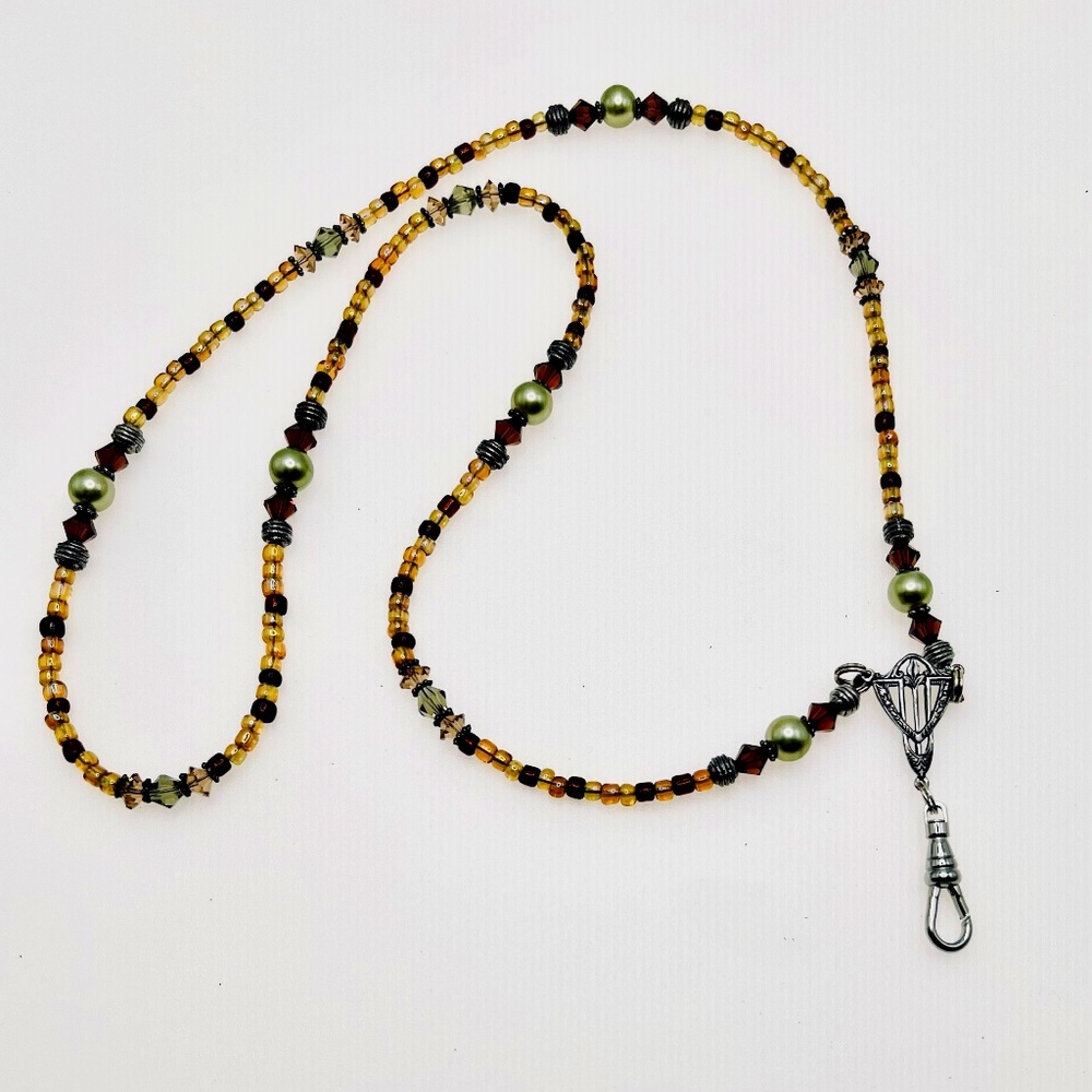 Artisan Beaded Necklace Lanyard Topaz Colored